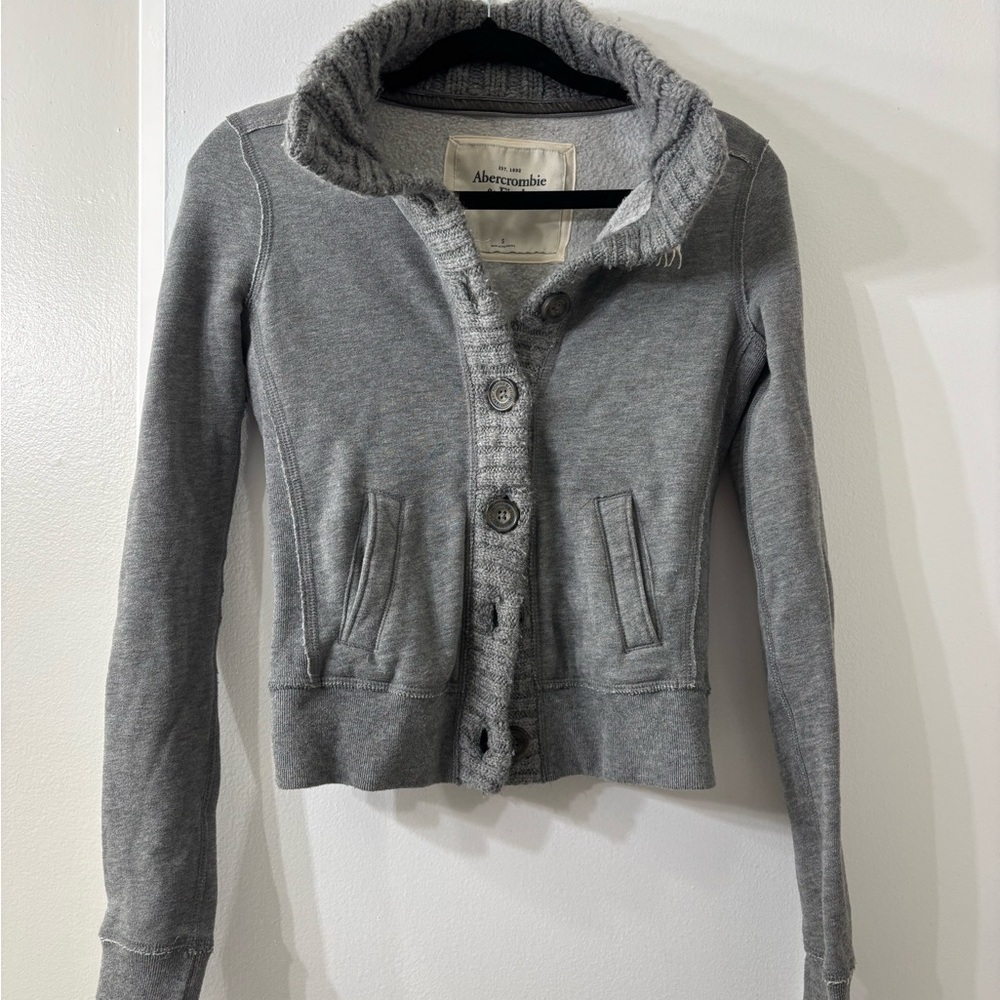 Abercrombie & Fitch Gray Sweater Jacket